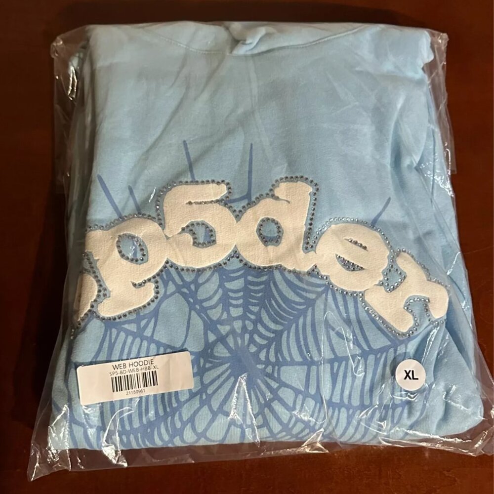 Sp5der sky Blue Hoodie XL